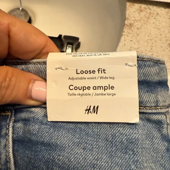 H&M Blue Keith Haring Heart-Patterned Wide Leg Jeans - Picture 3 of 10